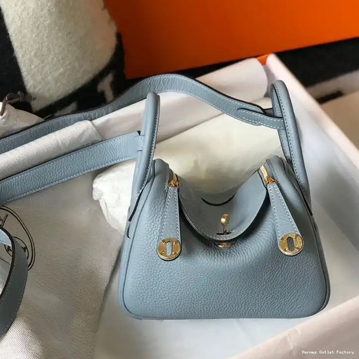 Hermes Bag Hardware Lindy Sky Leather Blue Gold In Mini Togo 0501